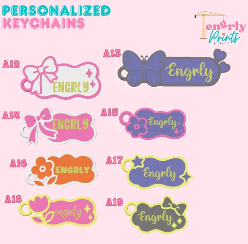 Personalized Name Keychain Charms - 3MF File