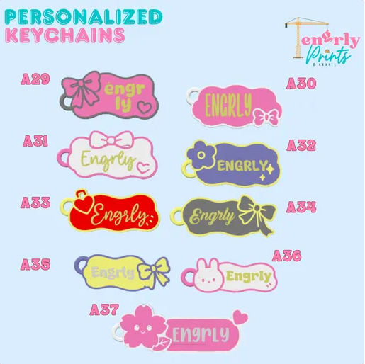 Personalized Name Keychain Charms - 3MF File