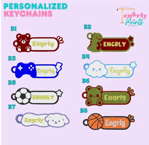 Personalized Name Keychain Charms - 3MF File